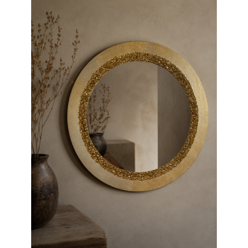 Okrągłe lustro w ramie - GOLD STONE